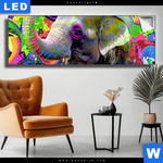 Leuchtbild Moderner Bunter Elefant No 2 Panorama Produktvorschau mit dem Bild Moderner bunter Elefant No. 2 im Format Panorama.