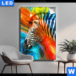 Leuchtbild Modernes Buntes Zebra Hochformat Produktvorschau mit dem Bild Modernes Buntes Zebra im Format Hochformat.