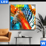 Leuchtbild Modernes Buntes Zebra Quadrat Produktvorschau mit dem Bild Modernes Buntes Zebra im Format Quadrat.