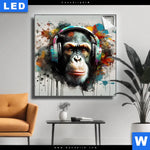 Leuchtbild Musikalischer Affe Quadrat Produktvorschau mit dem Bild Musikalischer Affe im Format Quadrat.