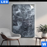 Leuchtbild Mystischer Hirsch Im Nebel Hochformat Produktvorschau mit dem Bild Mystischer Hirsch im Nebel im Format Hochformat.