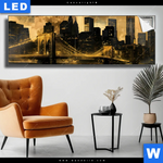 Leuchtbild Nachtleuchten Ueber Manhattan Panorama Produktvorschau mit dem Bild Nachtleuchten über Manhattan im Format Panorama.