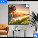 Leuchtbild Nebel Am Fluss Quadrat Produktvorschau mit dem Bild Nebel am Fluss im Format Quadrat.