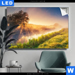 Leuchtbild Nebel Am Fluss Querformat Produktvorschau mit dem Bild Nebel am Fluss im Format Querformat.