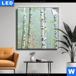 Leuchtbild Nebliger Birkenwald Quadrat Produktvorschau mit dem Bild Nebliger Birkenwald im Format Quadrat.