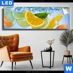 Leuchtbild Obst Unter Wasser Panorama Produktvorschau mit dem Bild Obst unter Wasser im Format Panorama.