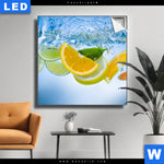Leuchtbild Obst Unter Wasser Quadrat Produktvorschau mit dem Bild Obst unter Wasser im Format Quadrat.