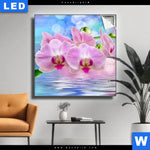 Leuchtbild Orchideen Blueten Quadrat Produktvorschau mit dem Bild Orchideen Blüten im Format Quadrat.