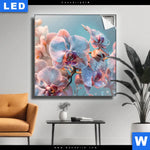 Leuchtbild Orchideenblueten In Pastell Quadrat Produktvorschau mit dem Bild Orchideenblüten in Pastell im Format Quadrat.