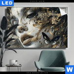 Leuchtbild Paola Portraet Mit Schmetterlingen Querformat Produktvorschau mit dem Bild Paola - Porträt mit Schmetterlingen im Format Querformat.