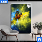 Leuchtbild Papagei Farbexplosion Hochformat Produktvorschau mit dem Bild Papagei - Farbexplosion im Format Hochformat.