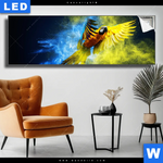 Leuchtbild Papagei Farbexplosion Panorama Produktvorschau mit dem Bild Papagei - Farbexplosion im Format Panorama.