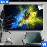 Leuchtbild Papagei Farbexplosion Querformat Produktvorschau mit dem Bild Papagei - Farbexplosion im Format Querformat.