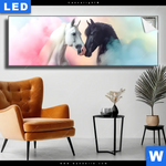 Leuchtbild Pferdeliebe In Pastellfarben Panorama Produktvorschau mit dem Bild Pferdeliebe in Pastellfarben im Format Panorama.