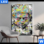 Leuchtbild Pop Art Buddha Kopf Hochformat Produktvorschau mit dem Bild Pop Art Buddha Kopf im Format Hochformat.