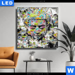 Leuchtbild Pop Art Buddha Kopf Quadrat Produktvorschau mit dem Bild Pop Art Buddha Kopf im Format Quadrat.