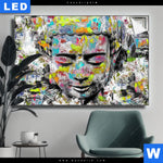 Leuchtbild Pop Art Buddha Kopf Querformat Produktvorschau mit dem Bild Pop Art Buddha Kopf im Format Querformat.