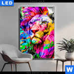 Leuchtbild Pop Art Loewe Hochformat Produktvorschau mit dem Bild Pop Art Löwe im Format Hochformat.