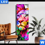 Leuchtbild Pop Art Loewe Schmal Produktvorschau mit dem Bild Pop Art Löwe im Format Schmal.