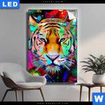 Leuchtbild Pop Art Tiger No 2 Hochformat Produktvorschau mit dem Bild Pop Art Tiger No. 2 im Format Hochformat.