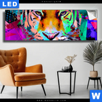 Leuchtbild Pop Art Tiger No 2 Panorama Produktvorschau mit dem Bild Pop Art Tiger No. 2 im Format Panorama.