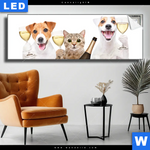 Leuchtbild Prost Tierische Party Panorama Produktvorschau mit dem Bild Prost - tierische Party im Format Panorama.