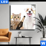 Leuchtbild Prost Tierische Party Quadrat Produktvorschau mit dem Bild Prost - tierische Party im Format Quadrat.