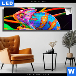 Leuchtbild Regenbogen Chamaeleon No 2 Panorama Produktvorschau mit dem Bild Regenbogen Chamäleon No.2 im Format Panorama.