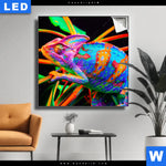 Leuchtbild Regenbogen Chamaeleon No 2 Quadrat Produktvorschau mit dem Bild Regenbogen Chamäleon No.2 im Format Quadrat.