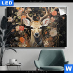 Leuchtbild Reh Blumen Querformat Produktvorschau mit dem Bild Reh Blumen im Format Querformat.