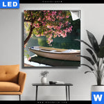 Leuchtbild Romantische Bootstour Quadrat Produktvorschau mit dem Bild Romantische Bootstour im Format Quadrat.