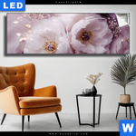 Leuchtbild Romantische Pfingstrosen Panorama Produktvorschau mit dem Bild Romantische Pfingstrosen im Format Panorama.