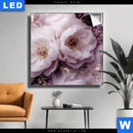 Leuchtbild Romantische Pfingstrosen Quadrat Produktvorschau mit dem Bild Romantische Pfingstrosen im Format Quadrat.