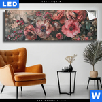 Leuchtbild Romantische Vintageblumen Panorama Produktvorschau mit dem Bild Romantische Vintageblumen im Format Panorama.