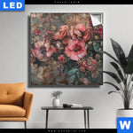 Leuchtbild Romantische Vintageblumen Quadrat Produktvorschau mit dem Bild Romantische Vintageblumen im Format Quadrat.