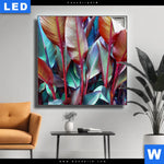 Leuchtbild Rote Und Smaragdgruene Blaetter Quadrat Produktvorschau mit dem Bild Rote und smaragdgrüne Blätter im Format Quadrat.