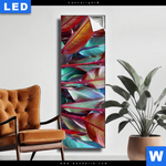 Leuchtbild Rote Und Smaragdgruene Blaetter Schmal Produktvorschau mit dem Bild Rote und smaragdgrüne Blätter im Format Schmal.