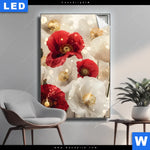 Leuchtbild Rote Und Weisse Mohnblumen Hochformat Produktvorschau mit dem Bild Rote und weiße Mohnblumen im Format Hochformat.