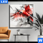 Leuchtbild Roter Papagei Im Flug Quadrat Produktvorschau mit dem Bild Roter Papagei im Flug im Format Quadrat.