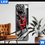 Leuchtbild Rotes Fahrrad In Gasse Schmal Produktvorschau mit dem Bild Rotes Fahrrad in Gasse im Format Schmal.