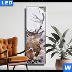 Leuchtbild Rothirsch Im Winter Schmal Produktvorschau mit dem Bild Rothirsch im Winter im Format Schmal.