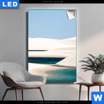 Leuchtbild Sandduenen Und Seen Hochformat Produktvorschau mit dem Bild Sanddünen und Seen im Format Hochformat.