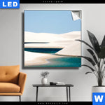 Leuchtbild Sandduenen Und Seen Quadrat Produktvorschau mit dem Bild Sanddünen und Seen im Format Quadrat.