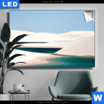 Leuchtbild Sandduenen Und Seen Querformat Produktvorschau mit dem Bild Sanddünen und Seen im Format Querformat.