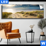 Leuchtbild Sandpfad Zum Nordseestrand Panorama Produktvorschau mit dem Bild Sandpfad zum Nordseestrand im Format Panorama.