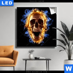 Leuchtbild Schaedel In Flammen Quadrat Produktvorschau mit dem Bild Schädel in Flammen im Format Quadrat.