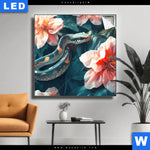 Leuchtbild Schlange Zwischen Grossen Blueten Quadrat Produktvorschau mit dem Bild Schlange zwischen großen Blüten im Format Quadrat.