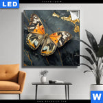 Leuchtbild Schmetterling Auf Marmor Quadrat Produktvorschau mit dem Bild Schmetterling auf Marmor im Format Quadrat.