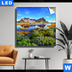 Leuchtbild Schoener Tag In Island Quadrat Produktvorschau mit dem Bild Schöner Tag in Island im Format Quadrat.