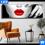 Leuchtbild Schwarze Eleganz Rote Lippen Panorama Produktvorschau mit dem Bild Schwarze Eleganz & rote Lippen im Format Panorama.